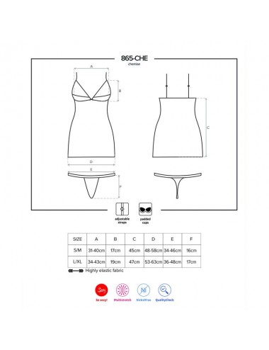 865 CHE 1 Chemise y Tanga Negro