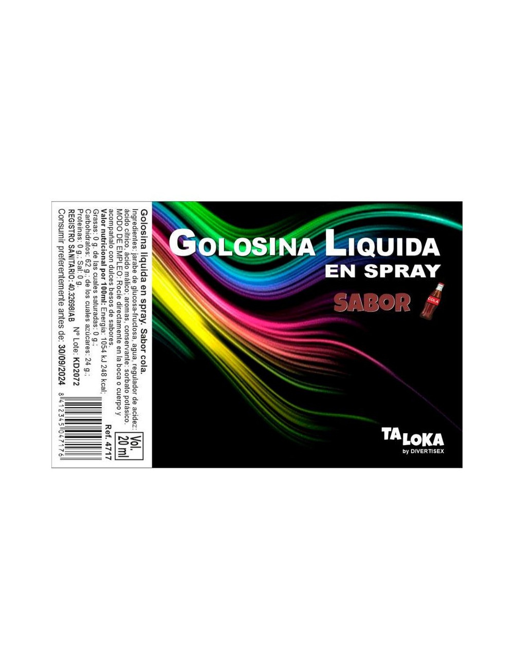 Golosina Liquida en Spray Sabor Cola 20 ml