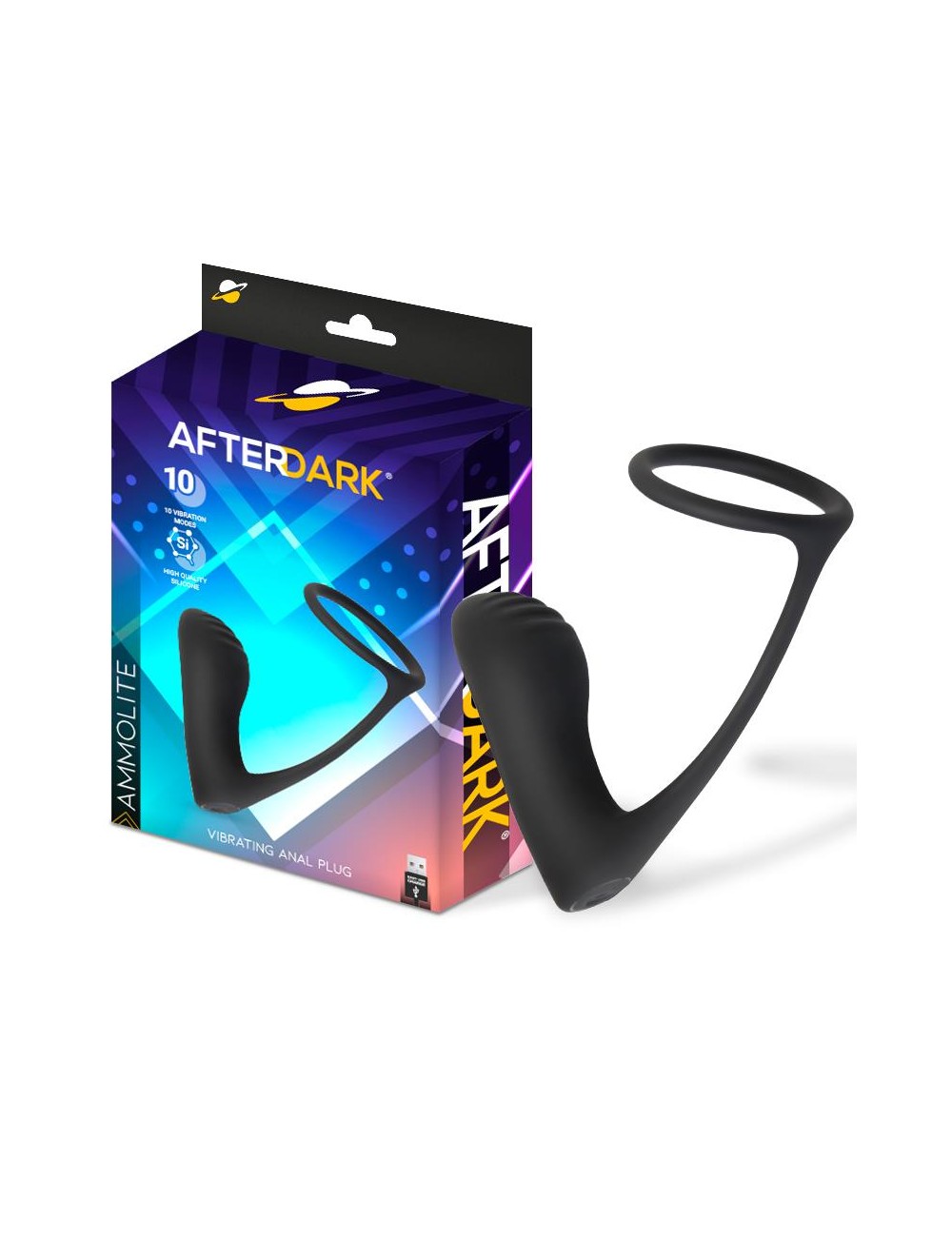 Ammolite Plug Anal con Vibracion y Anillo para Testiculos