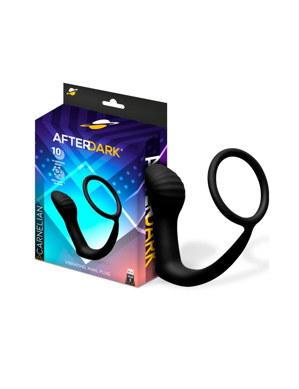 Carnelian Plug Anal con Vibracion y Anillo para el Pene