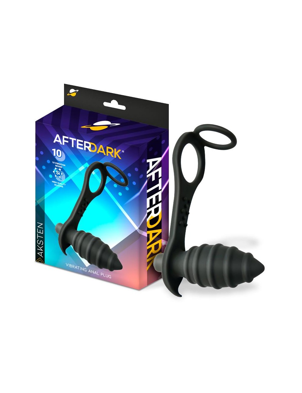 Aksten Plug Anal con Vibracion y Anillo para Testiculos
