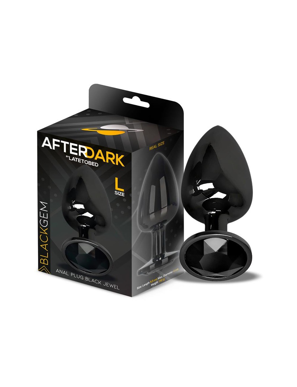 Blackgem Plug Anal Metalico con Joya Negro Talla L
