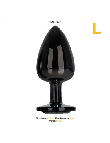 Blackgem Plug Anal Metalico con Joya Negro Talla L