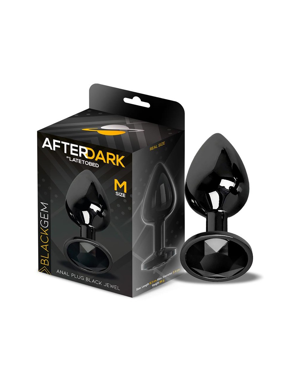 Blackgem Plug Anal Metalico con Joya Color Negro Talla M