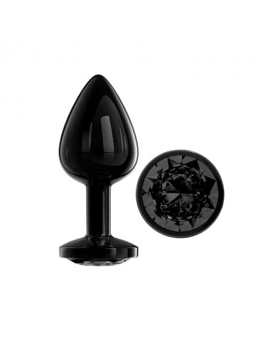Blackgem Plug Anal Metalico con Joya Color Negro Talla M