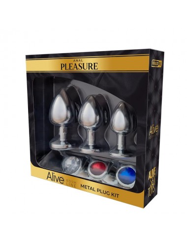 Set de 3 Plug de Metal con Joya