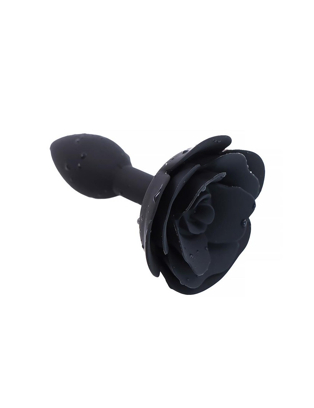 Plug Anal de Silicona con Rosa Negro