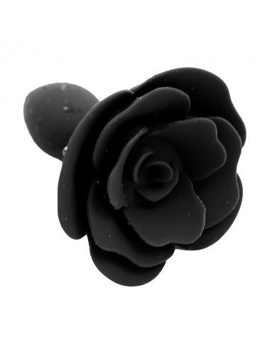 Plug Anal de Silicona con Rosa Negro