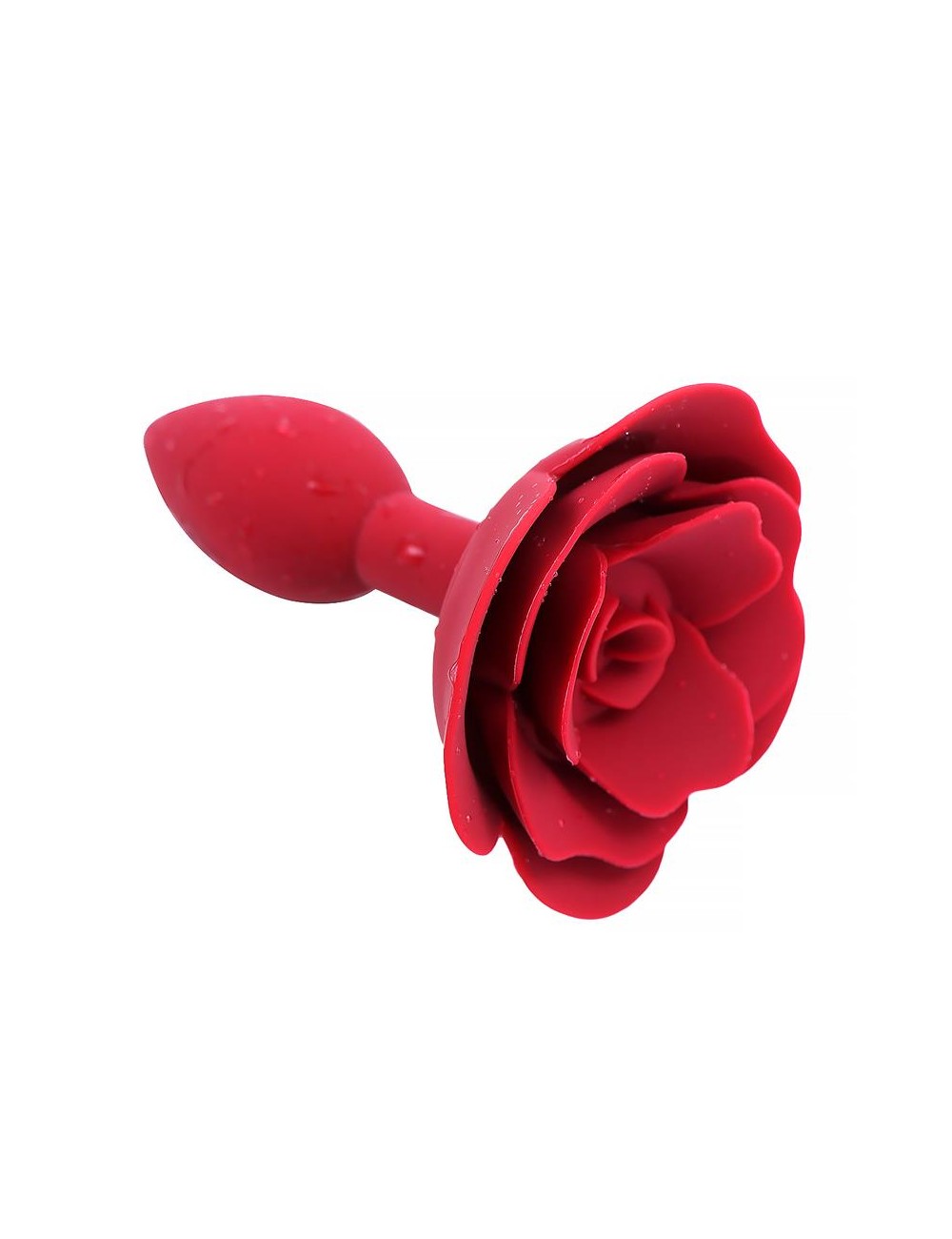 Plug Anal de Silicona con Rosa Rojo