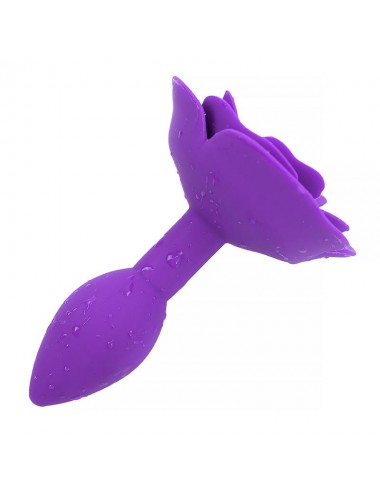 Plug Anal de Silicona con Rosa Purpura