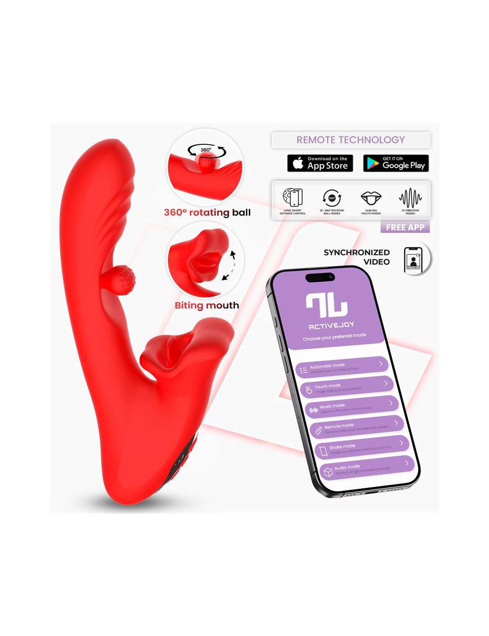 Franky Vibrador con Biting y Bola Rotativa con APP