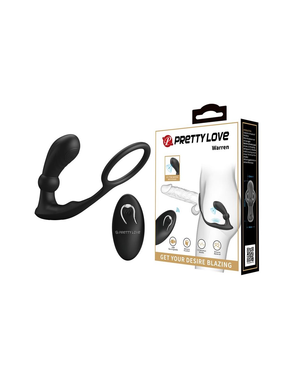 Warren Plug Anal y Anillo para el Pene con Vibracion y Pulsacion a Control Remoto