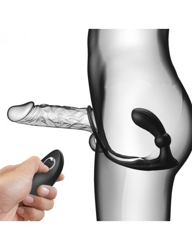 Warren Plug Anal y Anillo para el Pene con Vibracion y Pulsacion a Control Remoto
