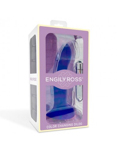 Dildo con Vibracion que Cambia de Color Azul a Purpura Talla M 17 cm