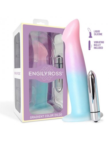 Dildo con Vibracion y Ventosa Color Degradado 17 cm