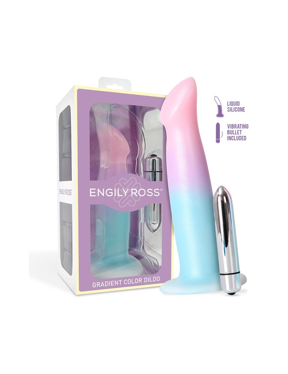 Dildo con Vibracion y Ventosa Color Degradado 17 cm