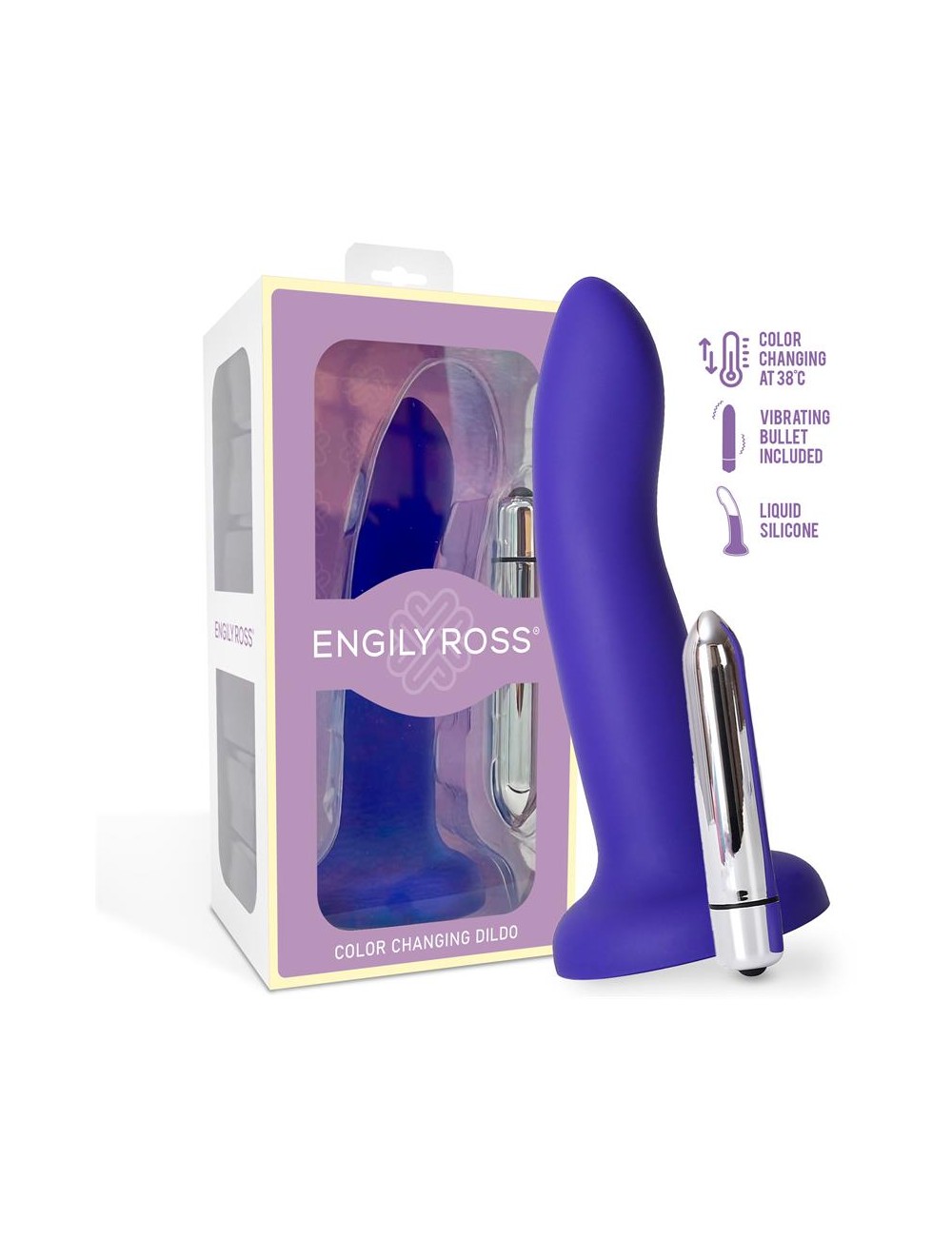 Dildo que Cambia de Color Purpura a Rosa Talla S 14 cm