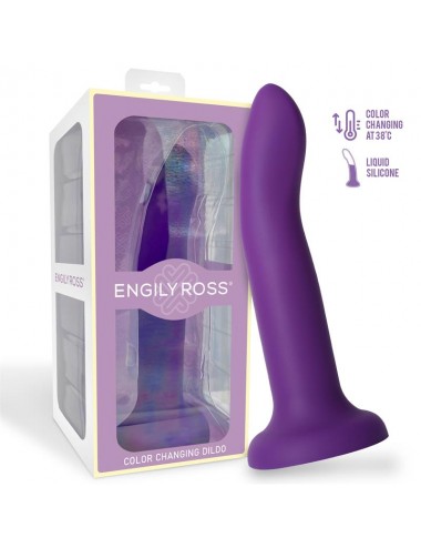 Dildo que Cambia de Color Pupura a Rosa Talla L 21 cm