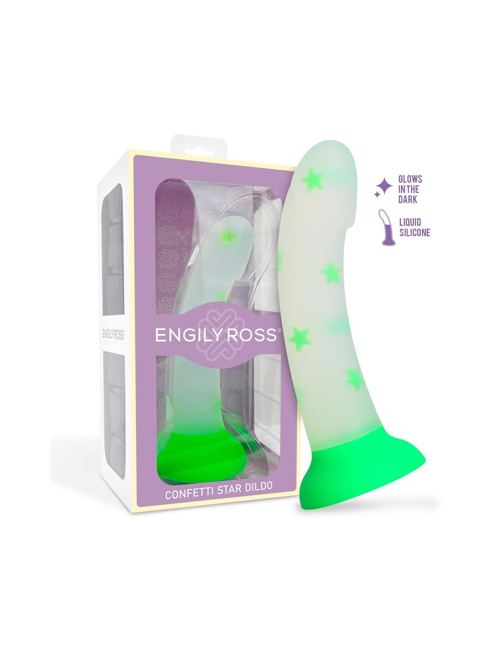 Dildo que Brilla en la Oscuridad Confetti Star 17 cm