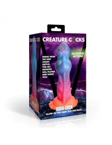 Aqua Cock Dildo Brilla en la Oscuridad Silicona