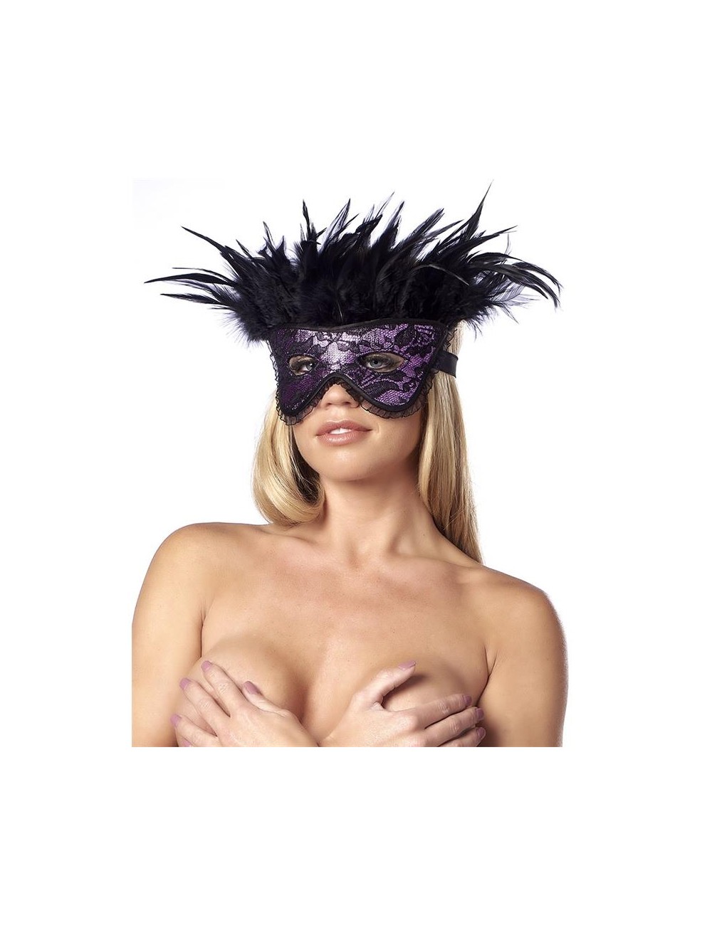 Mascara de Lujo con Plumas Purpura