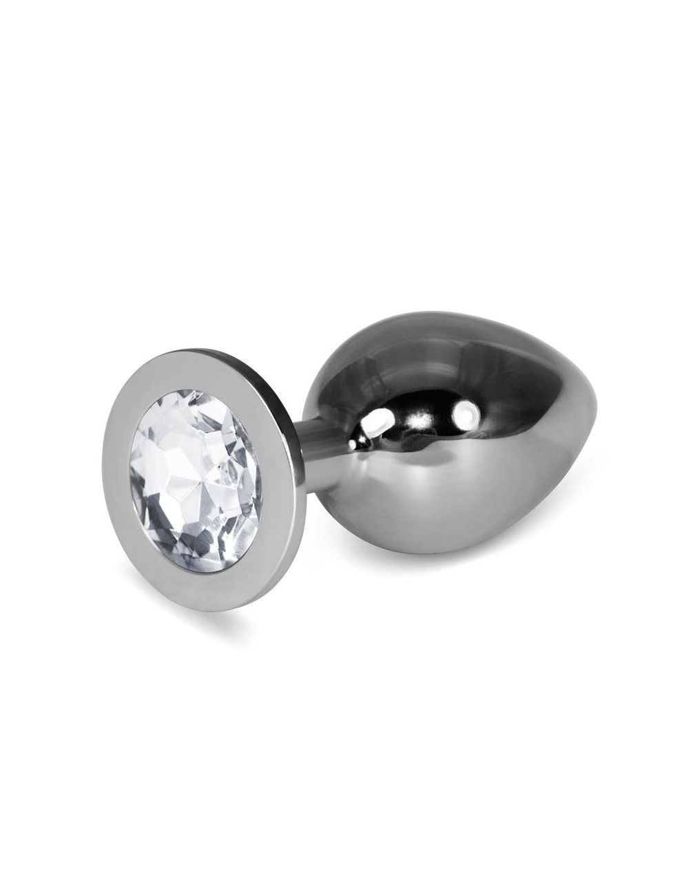 Plug Anal Metal RoseBud Classic con Joya Transparente Talla L