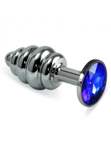 Plug Anal en Espiral Rosebud con Joya Azul Oscuro