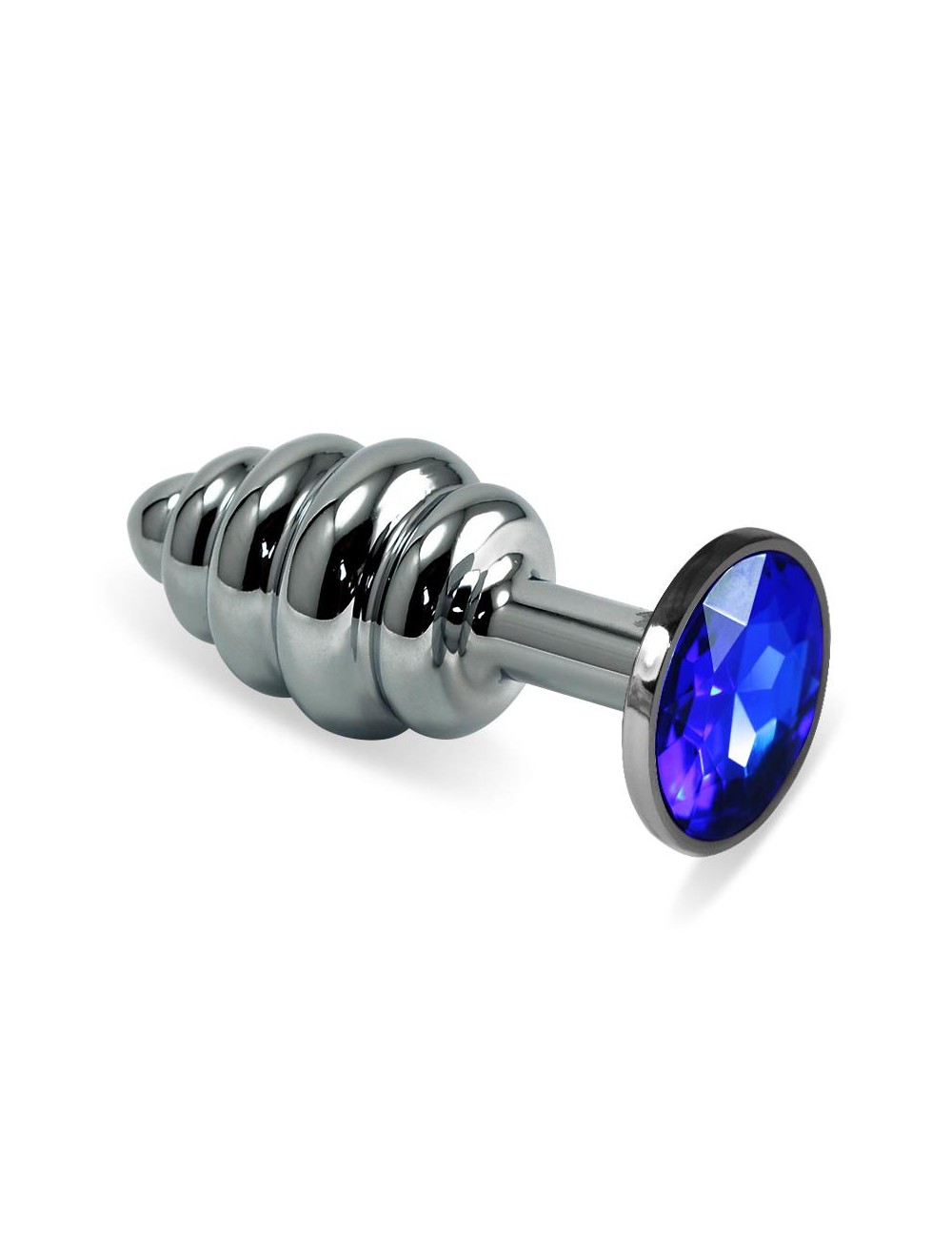 Plug Anal en Espiral Rosebud con Joya Azul Oscuro