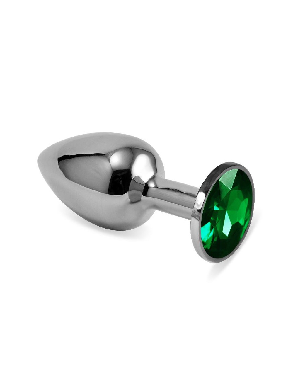 Plug Anal Plateado Rosebud Classic con Joya Verde Talla S