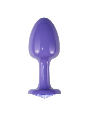 Plug Anal de Metal Purpura Rosebud con Joya Azul