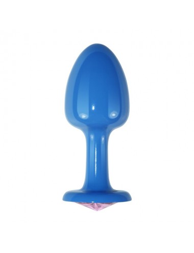 Plug Anal de Metal Azul Rosebud con Joya Rosa