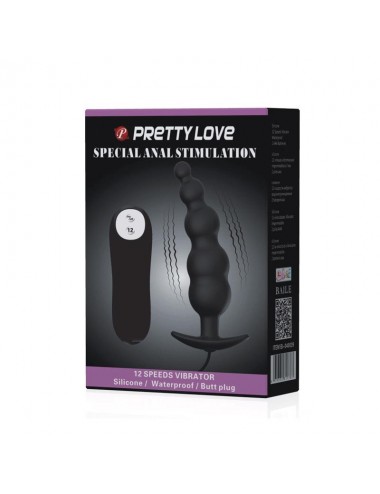 Vibrador Anal Burbujas Negro con Control Remo cl70