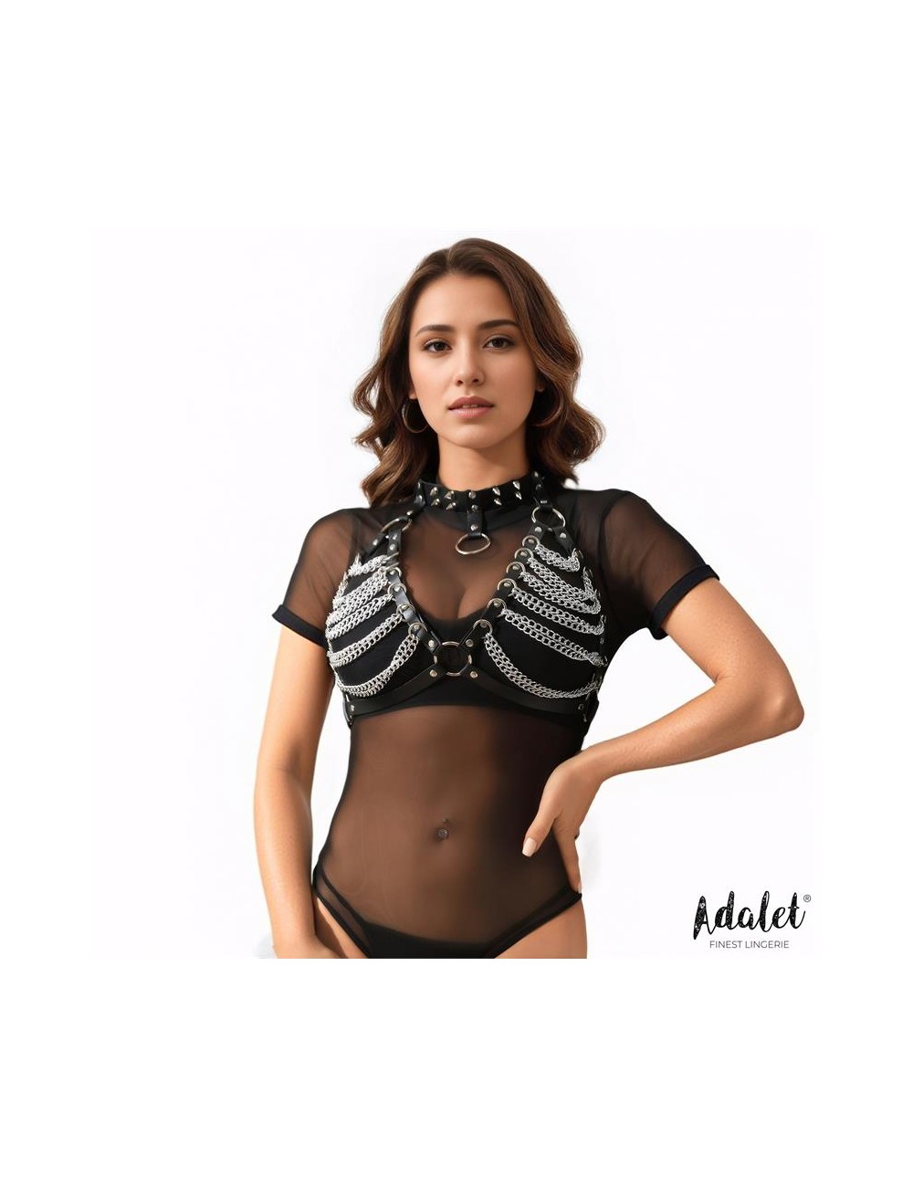 Zaira Sujetador Cuero Vegano con Cadenas Talla unica