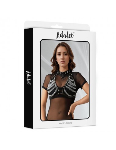 Zaira Sujetador Cuero Vegano con Cadenas Talla unica