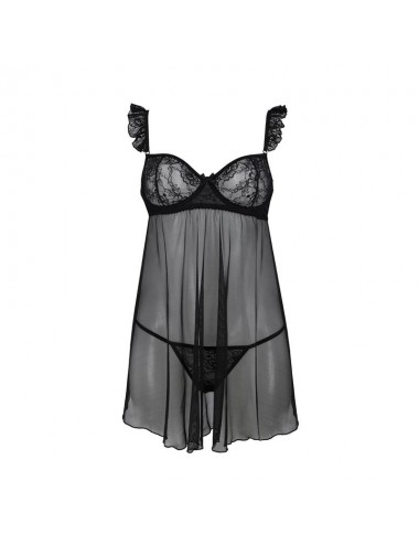 Milagros Chemise y Tanga Negro
