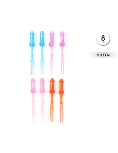 Pinchos Forma Pene Colores 8 unidades