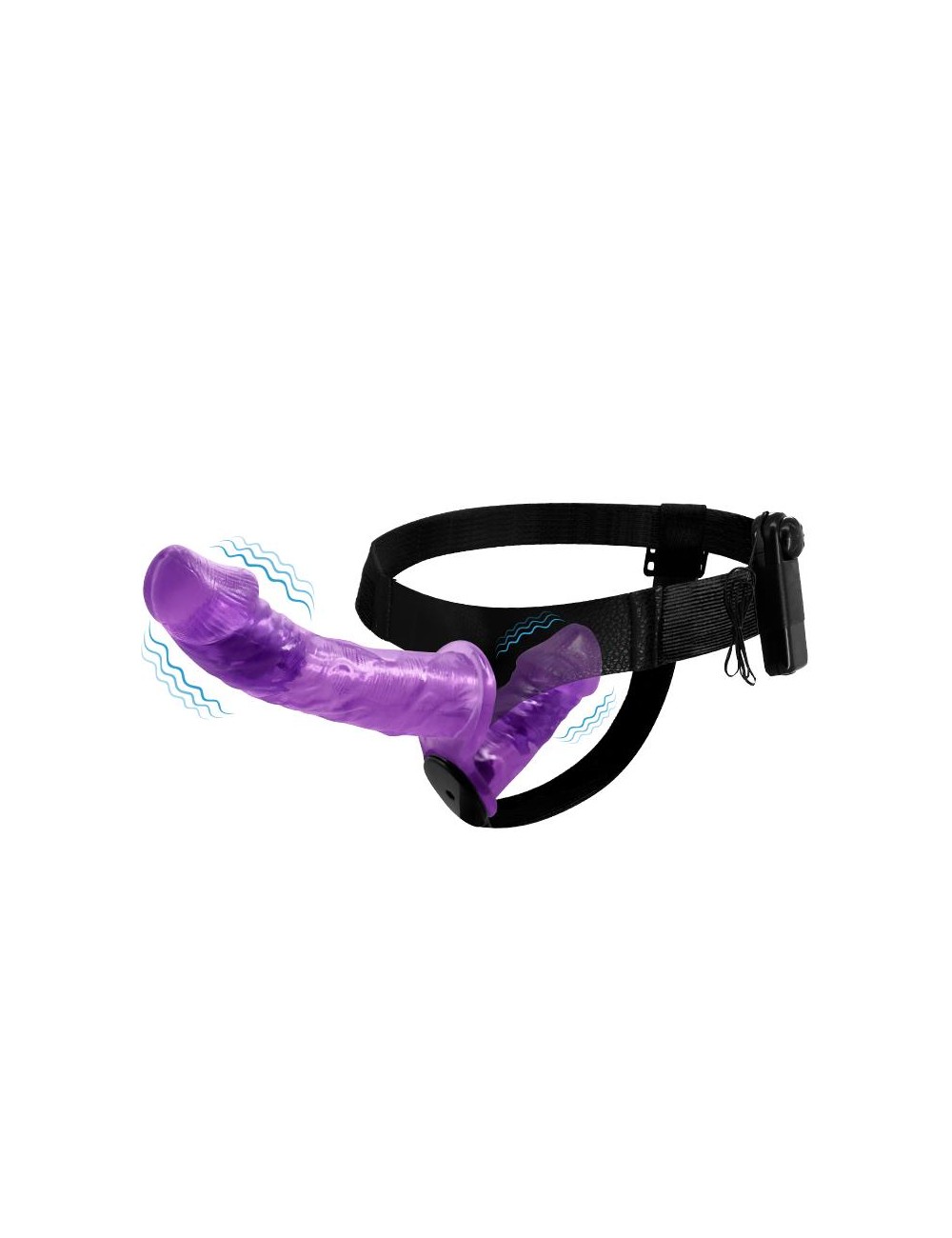 Arnes con Dildo Doble y Vibracion Purpura