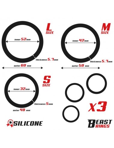 Set de 3 Anillos para el Pene Silicona S M y L