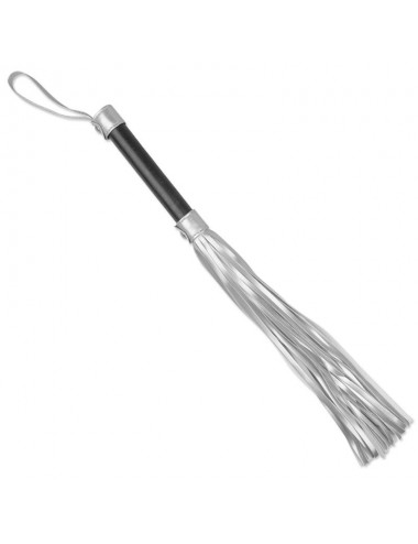 Flogger Cuero Sintetico Plateado y Negro