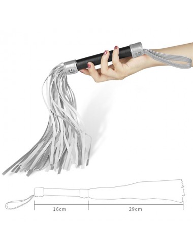 Flogger Cuero Sintetico Plateado y Negro