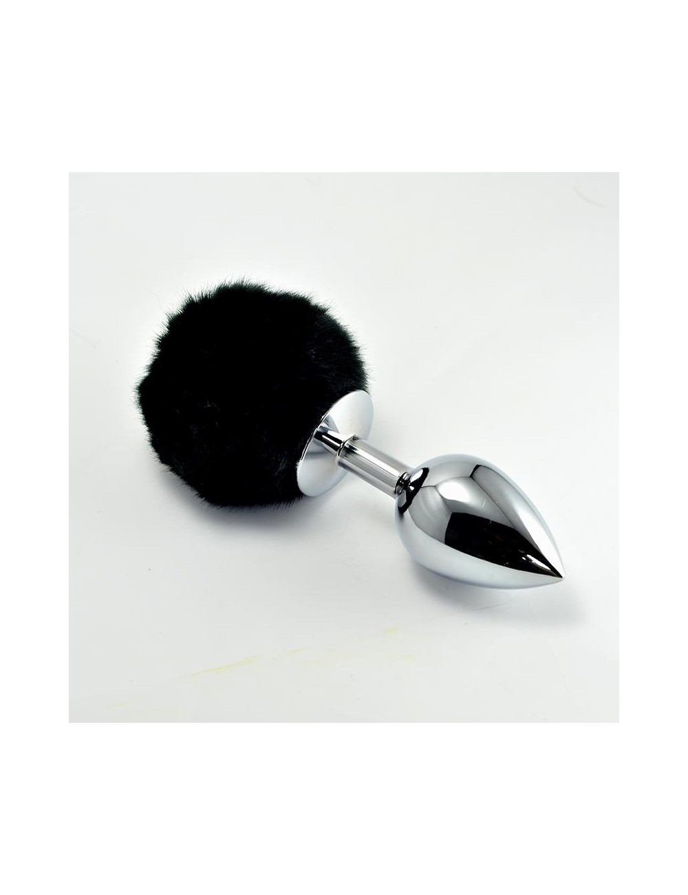 Plug Anal de Metal con Pompon Negro Talla L