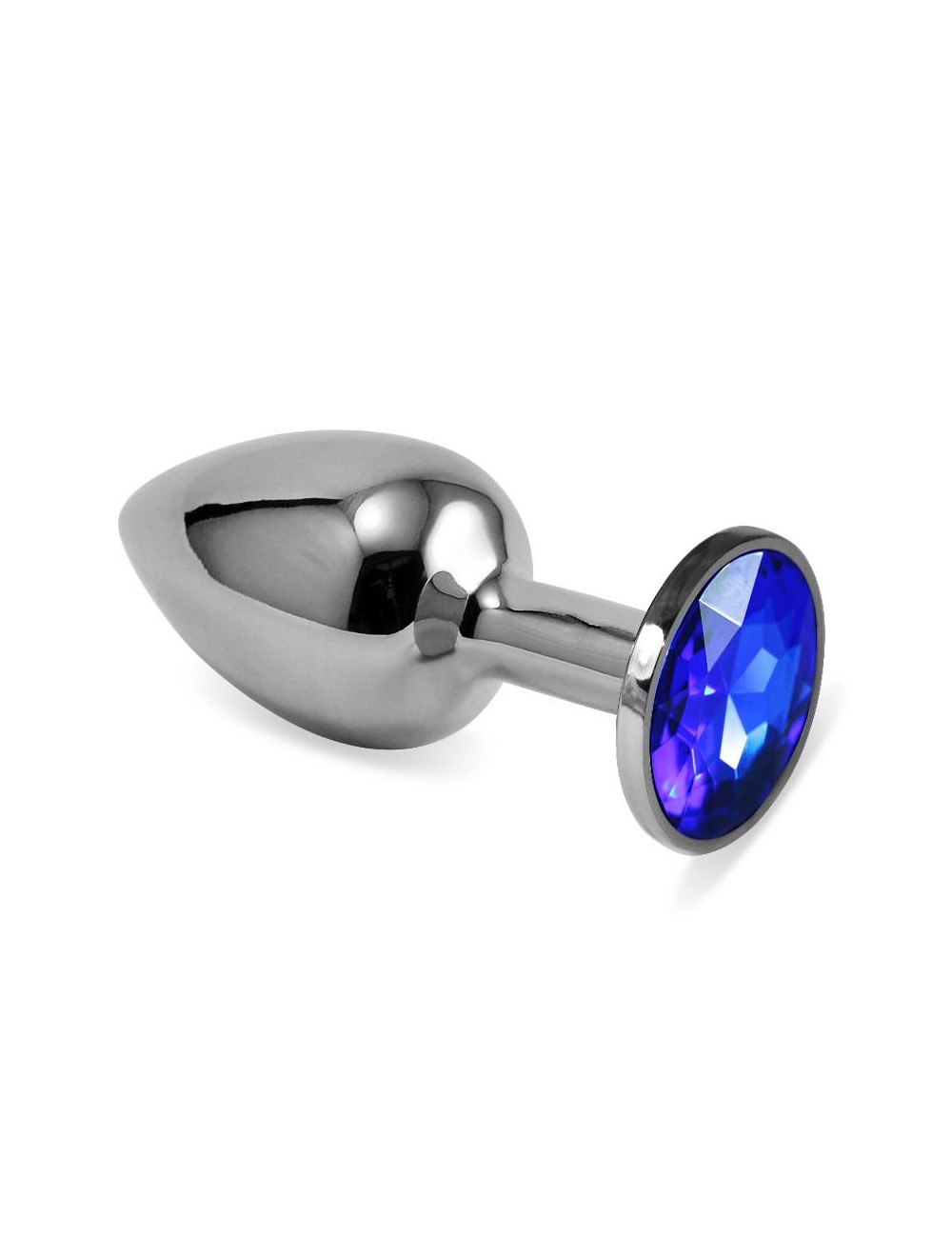 Plug Anal Plateado Rosebud Classic con Joya Azul Oscuro Talla S