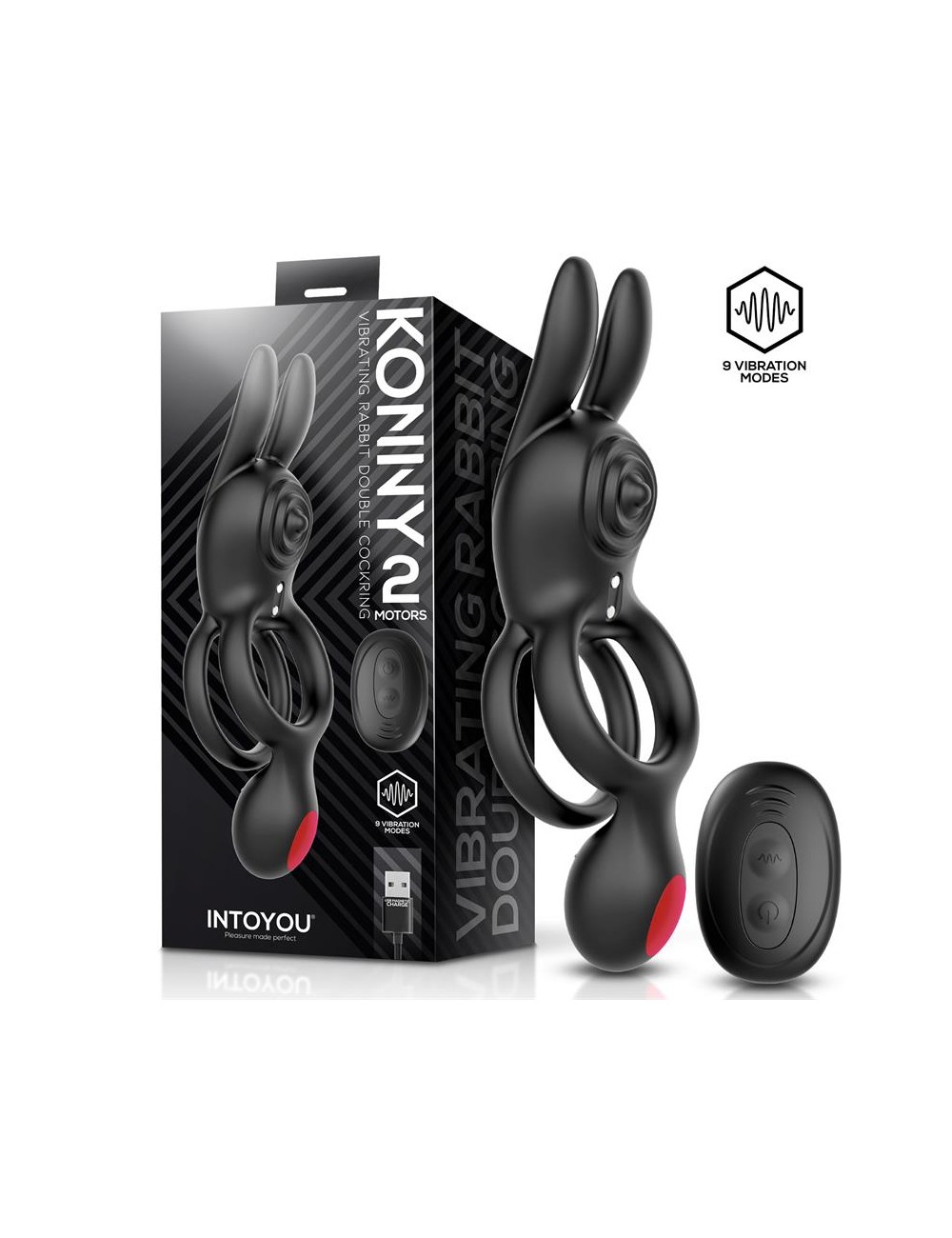 Konny Anillo Vibrador Doble con Conejito y Control Remoto