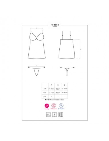 Redella Chemise y Tanga Negro