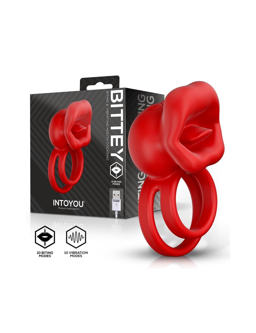 Bittey Anillo Vibrador con Biting Mordisqueo