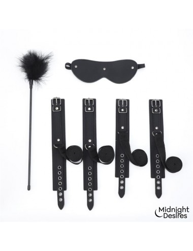 Set Bondage con Esposas Antifaz y Pluma Estimuladora