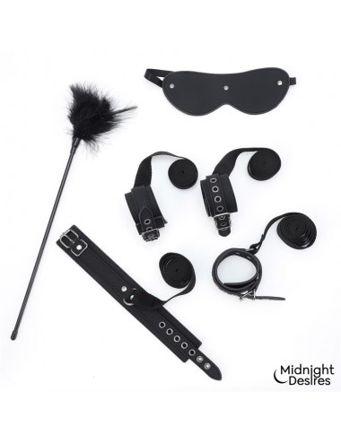Set Bondage con Esposas Antifaz y Pluma Estimuladora