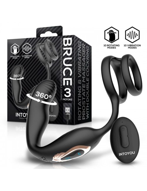 Bruce Masajeador Prostatico 360º y Doble Anillo con Vibracion