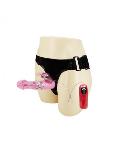 Baile Arnes con Dildo Vibrador Rosa 18 cm