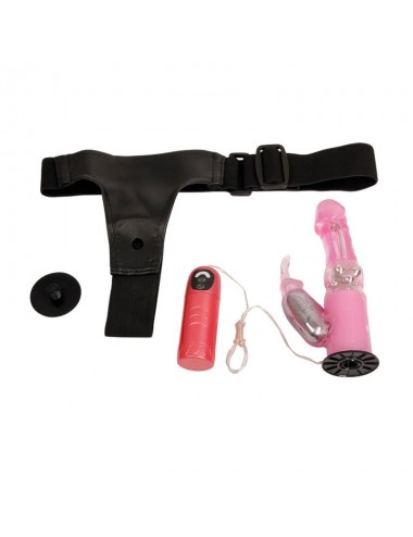 Baile Arnes con Dildo Vibrador Rosa 18 cm